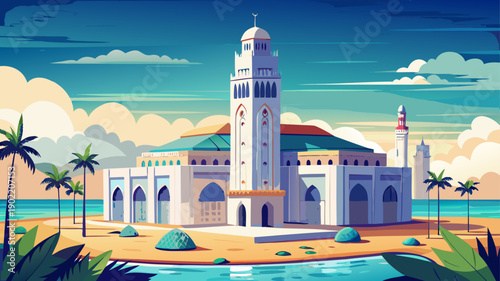 Very beautiful Hassan II Mosque in Casablanca captured in daylight, showcasing monumental Islamic architecture, oceanfront setting, and one of Africa’s most iconic religious landmarks.