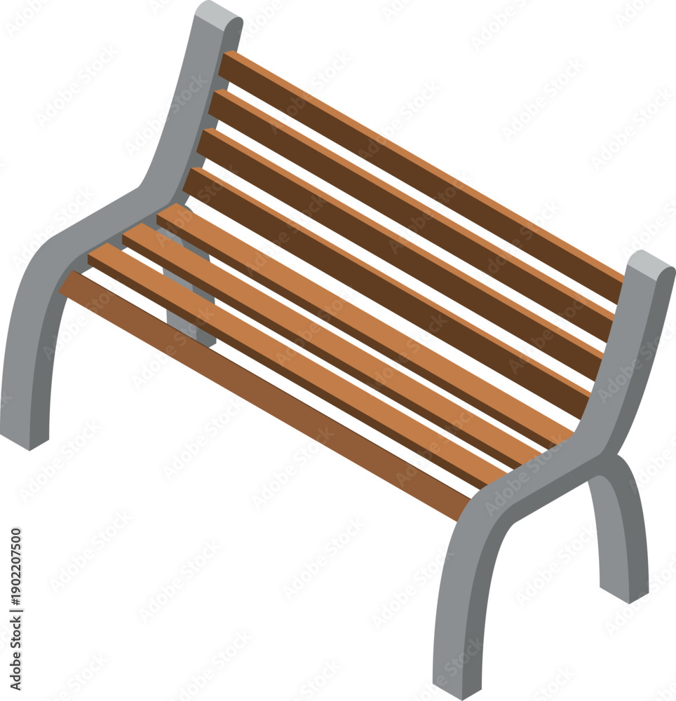 Obraz premium A wooden bench with a gray metal frame