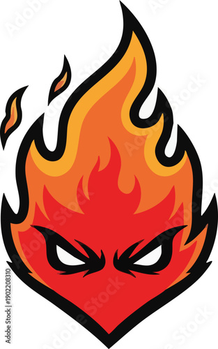 Red Flame Emblem with Angry Face.