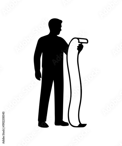 Man silhouette reading long checklist or receipt bill