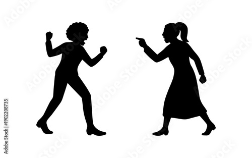 Two women having an argument, conflict, and disagreement