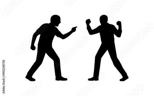 Two men having an angry conflict dispute