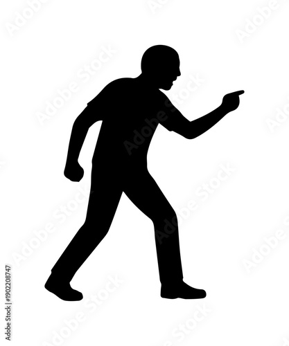Angry man silhouette yelling and pointing aggressively