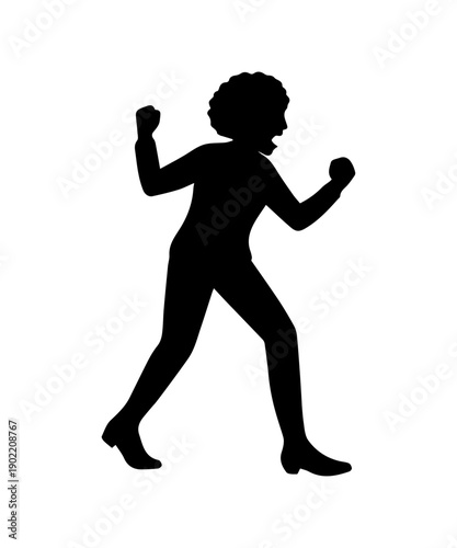 Afro woman having an angry conflict dispute, yelling silhouette