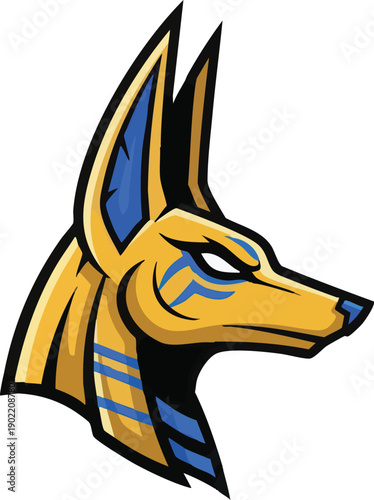 Anubis Head Ancient Egyptian Mythology Symbol.