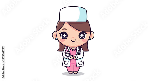 Cartoon Female Doctor Character Illustration.