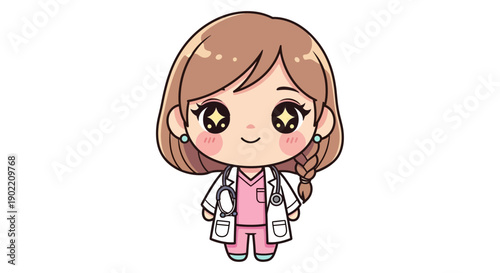 Cartoon Female Doctor Character Illustration.