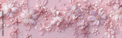 Blush Pink Embroidered Floral Fabric Texture
