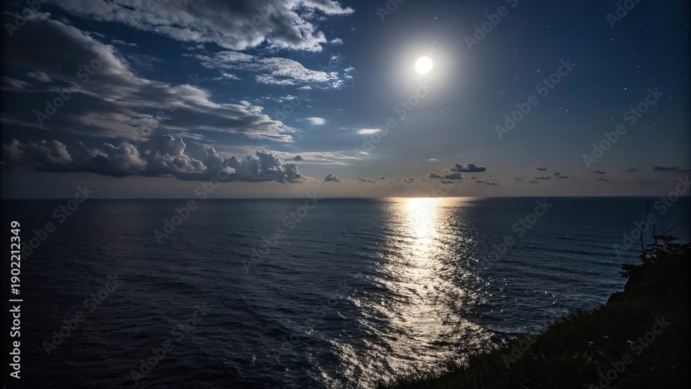 Obraz premium Moon way dark night sea - 6