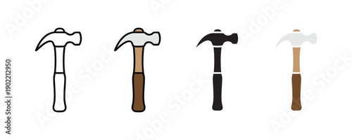 Carpentry hammer icon vector. Metal claw tool and construction hardware equipment symbol. Vector illustration.