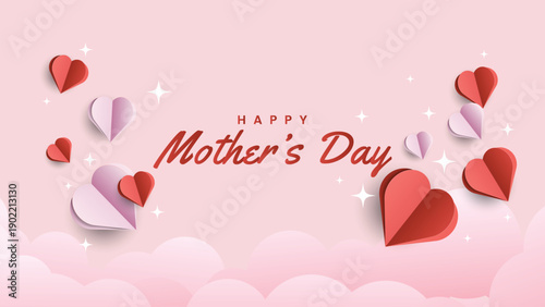 Happy Mother's Day greeting cards with beautiful loves. Vector background for banner, poster