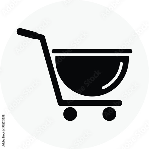 Shopping cart icon with wheels and handle