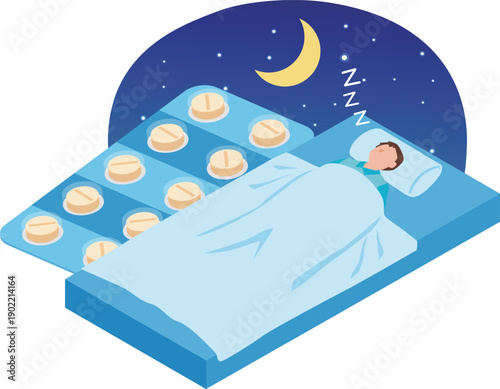 薬を飲んで眠る男性