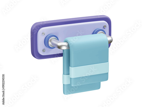 Towel on a Wall-Mounted Towel Bar icon 3d rendering illustration