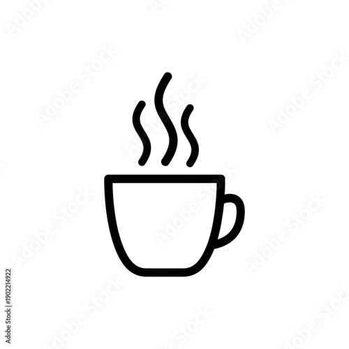 Hot Beverage Icon in Black and White Outline Style