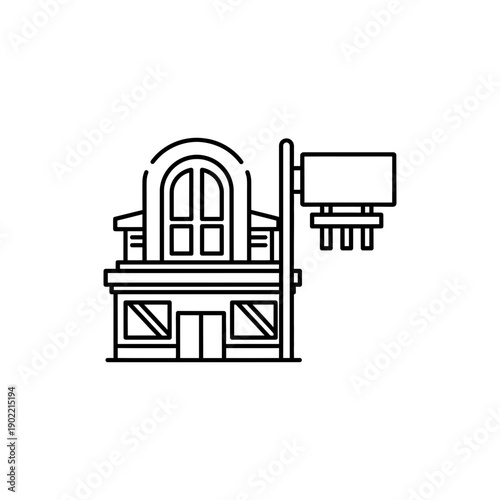 Restaurant Franchise Icon Black and White Outline Design