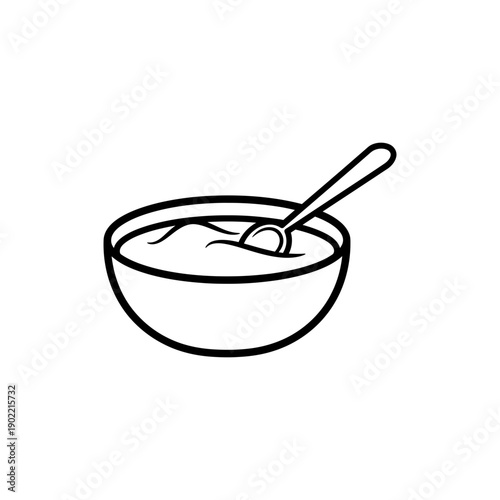 Black and White Custard Dessert Icon on Transparent Background