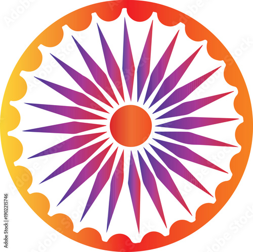 Colorful Ashoka  indin nationls Chakra Wheel Vector Illustration