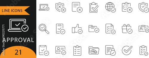Approval Verification Check Mark Compliance Confirm Vector Icon Set
