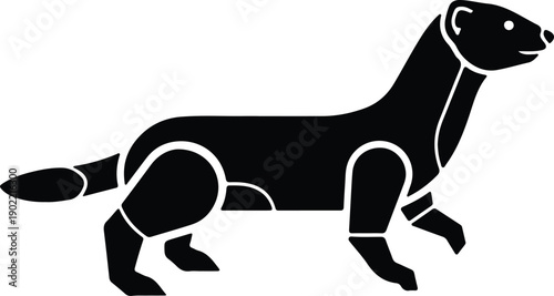 silhouette stylized weasel ferret animal mammal wildlife icon symbol vector design