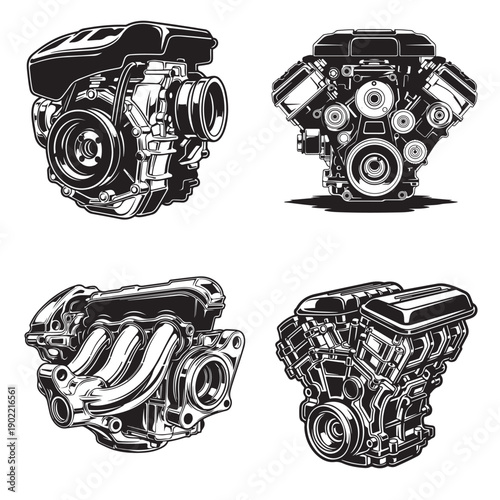 Mechanical automotive wheel hub and bearing assembly line art set