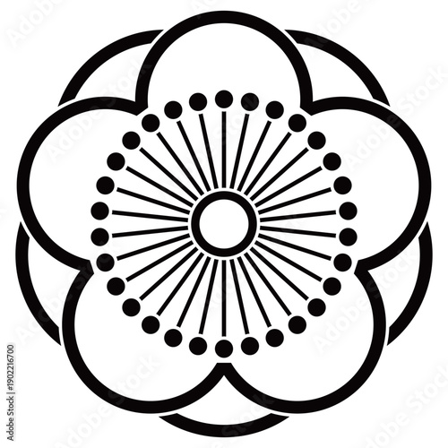 家紋です。陰八重向こう梅といいます。