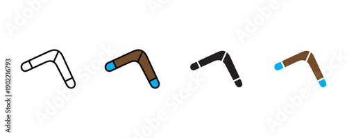 Curved boomerang icon vector. Traditional hunting tool and outdoor sports equipment symbol. Vector illustration.