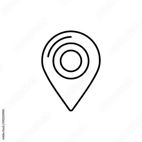 Modern map marker linear vector icon with hollow circular center and adjustable stroke width