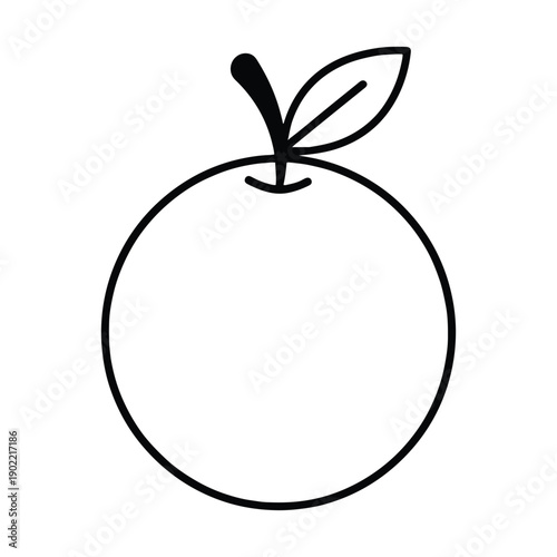 Minimalist orange fruit line art icon isolated on transparent background