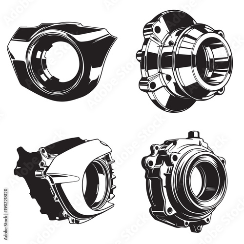 Mechanical Transmission Case and Gearbox Housing Vectors