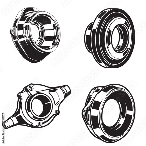 Automotive Steering Knuckle and Suspension Housing Set