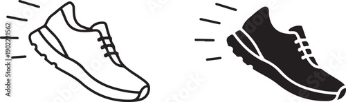 Two different types of sneakers with motion lines indicating movement. isolated on white background, illustration