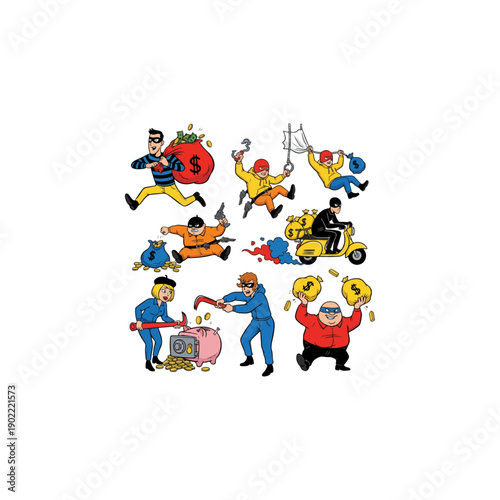 Cartoon Musicians Playing Various Instruments.