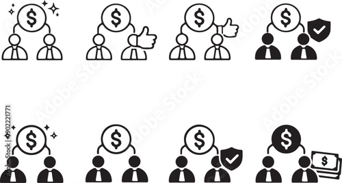 Illustrations of diverse people with various symbols and icons around them. isolated on white background, illustration