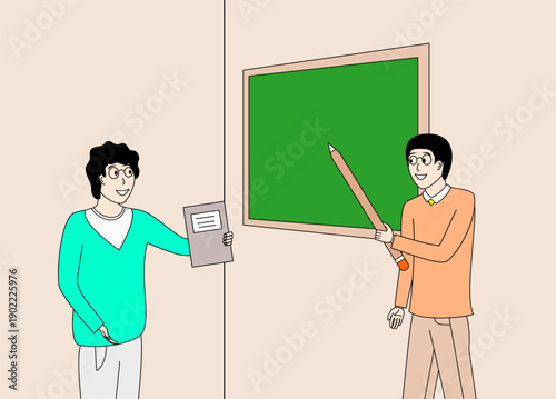 lecturer is explaining to the students