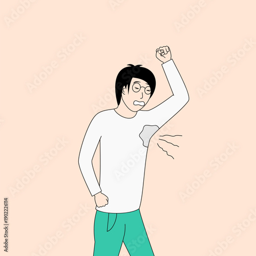 The man felt a bad odor in his armpits.