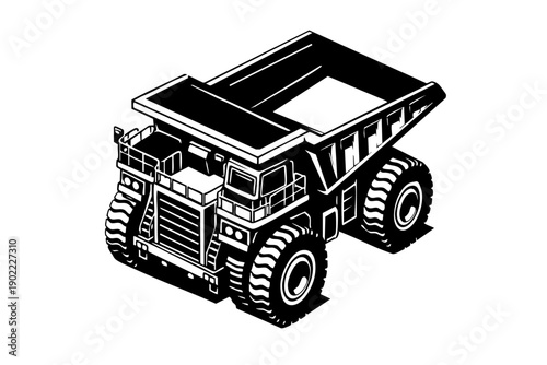Isometric-style ultra-class mining dump truck illustration