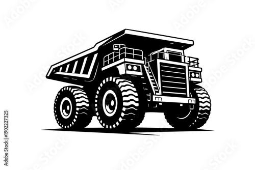 Minimal icon-style ultra-class mining dump truck illustration