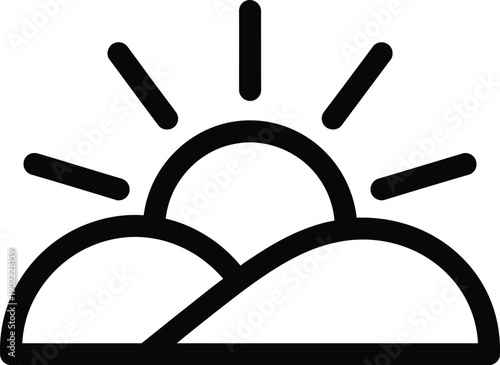 sunrise icon, morning symbol, cloudy dawn