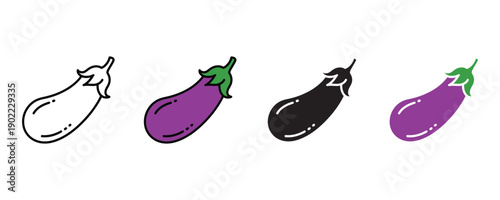Purple eggplant icon vector. Fresh organic vegetable and healthy vegan food symbol. Vector illustration.