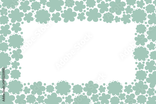 Flower frame background. Green floral border. Green vector daisy on transparent color free space. Spring blossom cute rectangular nature template.
