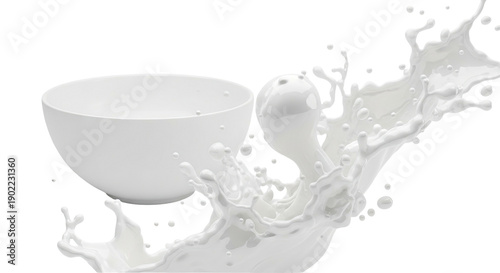 Milk Splash from White Bowl