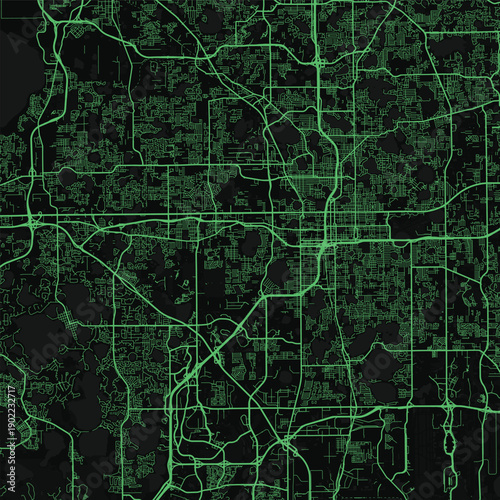 Orlando City Map discover the elegance of a refined linework and structured grid urban landscapes beautifully captured in this exquisite monochrome neon green inspired minimalist wall art svg file.