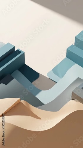 Geometric Coastal Forms Overhead perspective, abstract composition