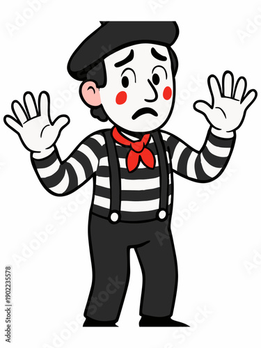 Cartoon illustration of a mime artist