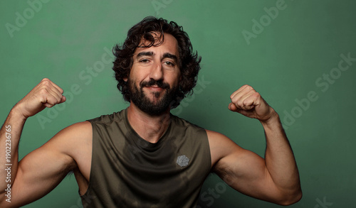 young adult bearded man. fitness concept