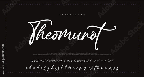 Hand drawn vector alphabet. Modern monoline signature script font. Elegant Signature Font. Best Alphabet Beautiful Calligraphy Signature Font 