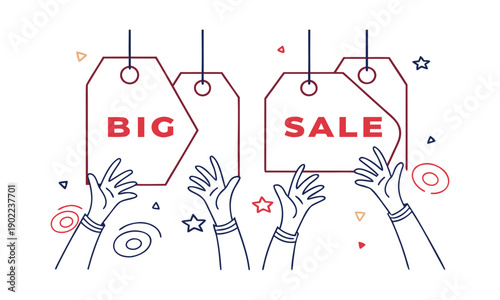 Colorful discount labels with sale text flat vector design illustration, easily editable.