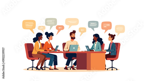 Business Diverse group of people collaborating around a table