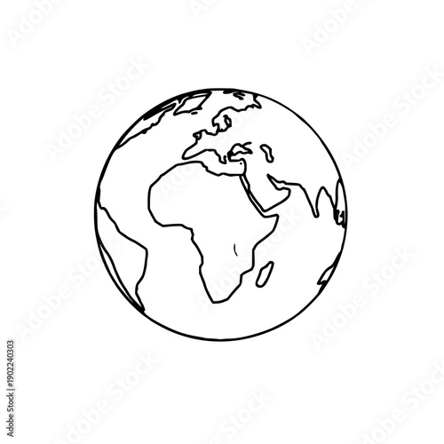 Minimalist black line art illustration depicting a conceptual globe with speech bubbles, symbolizing global communication and multilingual connection.
